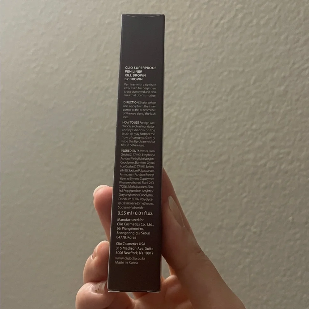 Clio Superproof Pen Liner Kill Brown shade 02 Brown NEW
